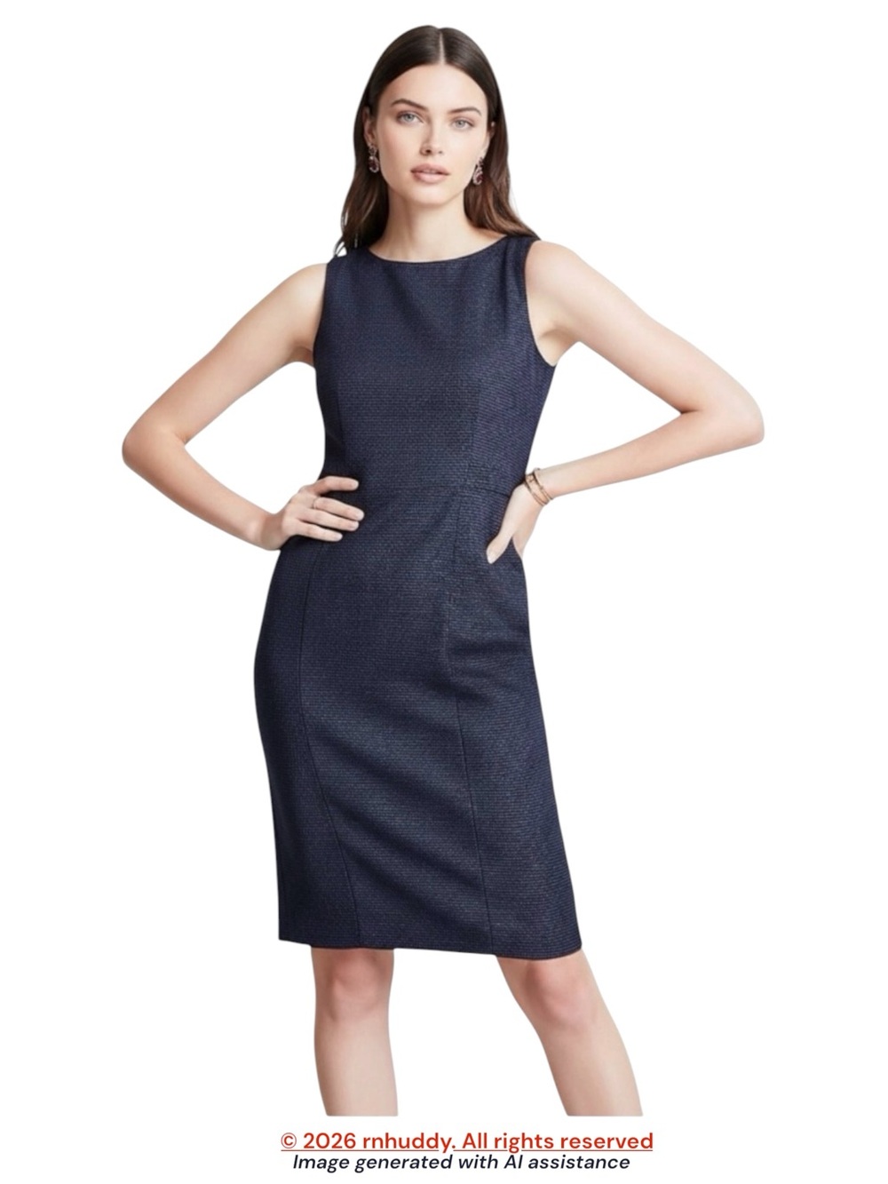 Ann Taylor size 4 petite navy Mini Check Sheath Dress